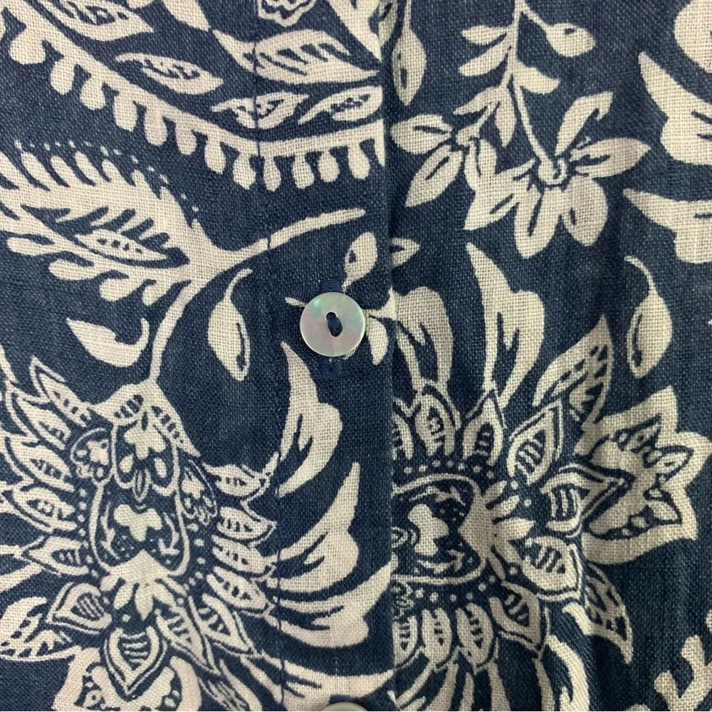 Sigrid Olsen Blue and White‎ Casual Button Down 100% Linen Shirt - Picture 2 of 7